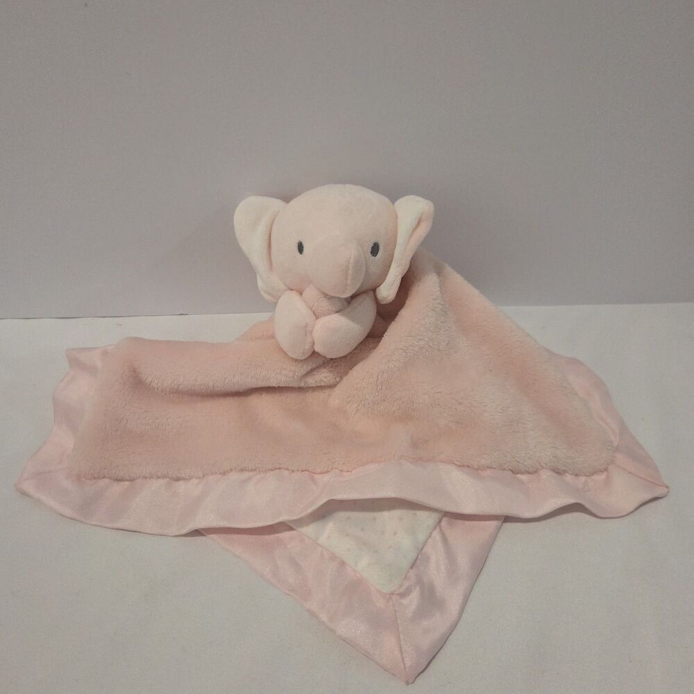 Carters Just One You Pink Elephant Security Blanket Polka Dot Satin Trim Lovey